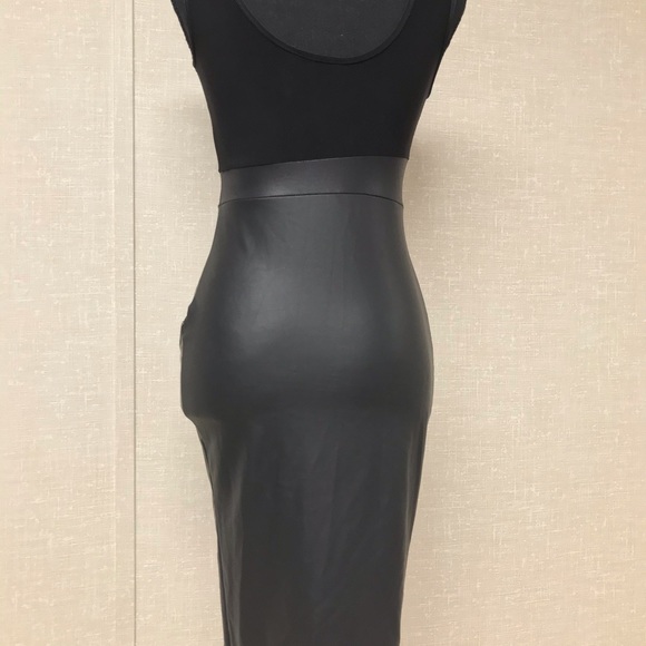 AMI CLUBWEAR BLACK LEATHER DANCER  MINI DRESS - Picture 2 of 7